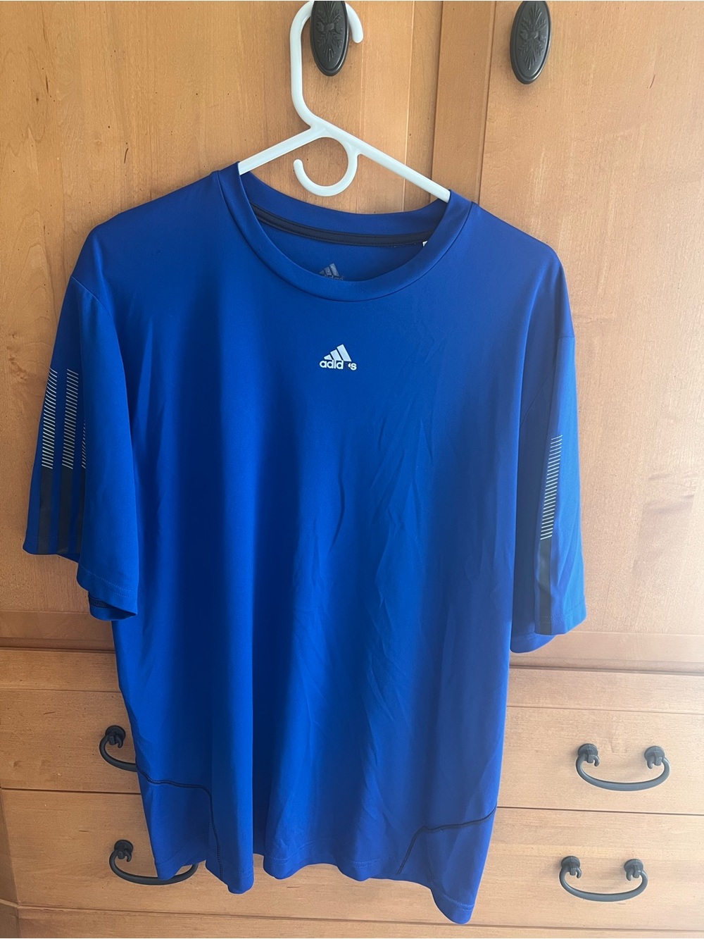 Adidas Men’s Royal Blue Short Sleeve Performance Tee with Chest Logo Large